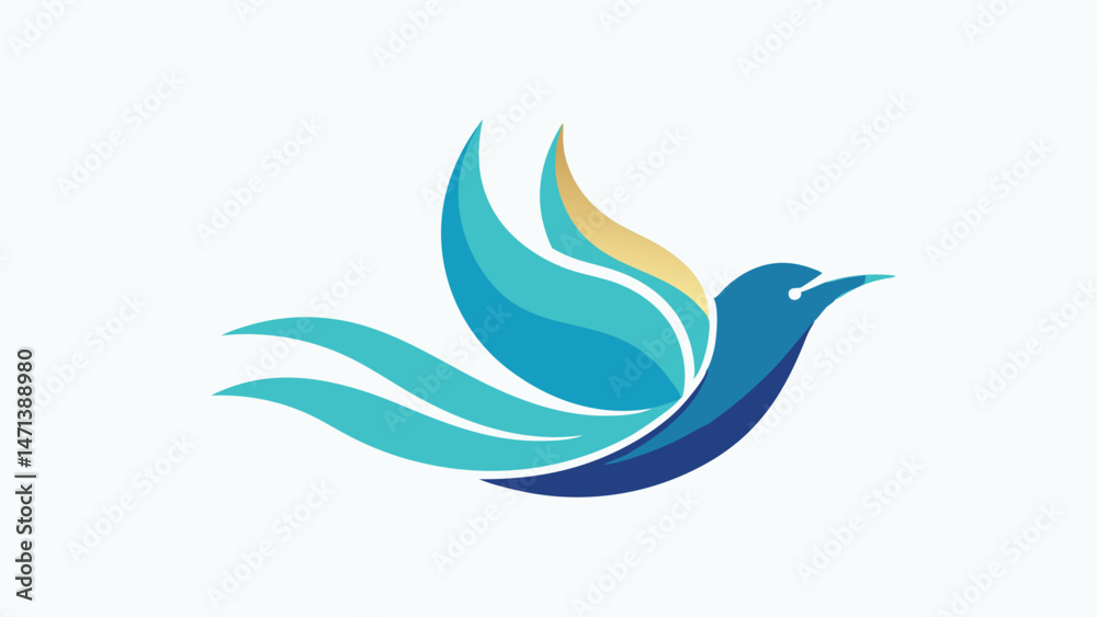 Leinwandbilder stylish vector illustration of a bird logo with flowing feathers, symbolizing freedom and creativity