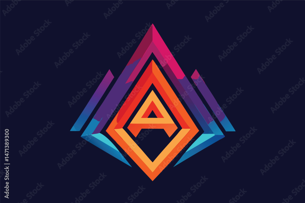 Aufkleber colorful geometric logo vector illustration featuring an abstract overlapping triangle design with v