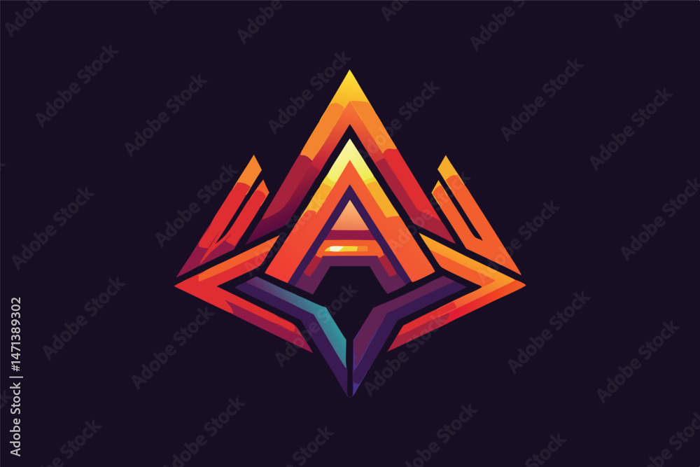 Aufkleber colorful geometric logo vector illustration featuring an abstract overlapping triangle design with v
