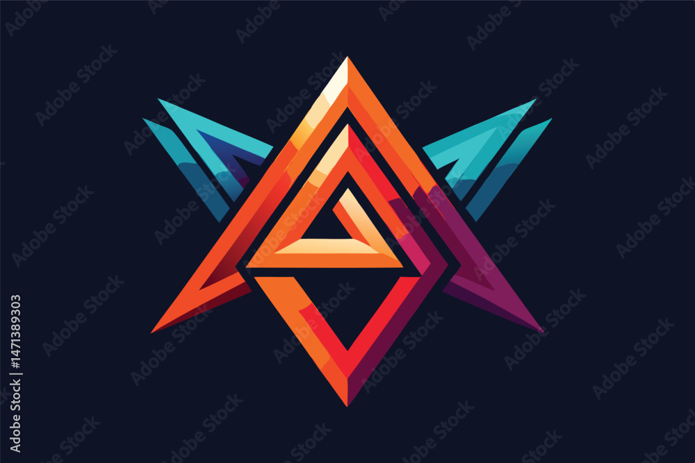 Aufkleber colorful geometric logo vector illustration featuring an abstract overlapping triangle design with v