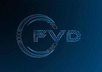 FVD low poly letter logo vector design. FVD lower poly logo design.
