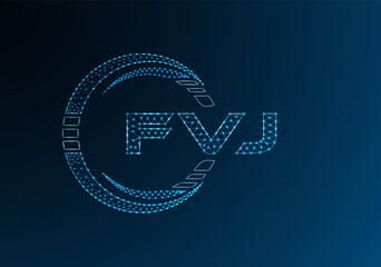 FVJ low poly letter logo vector design. FVJ lower poly logo design.