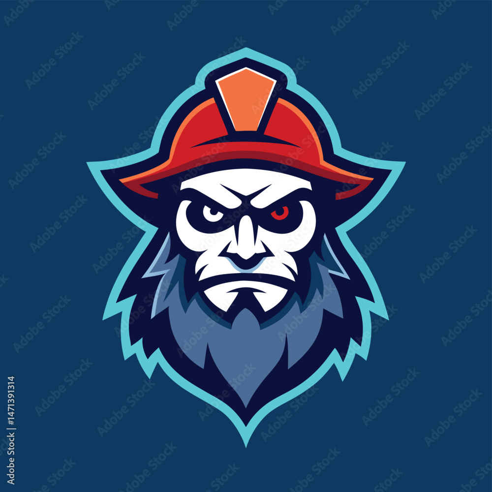 Poster bold pirate mascot vector illustration featuring a fierce captain with a distinct cap and rebellious