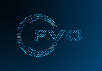 FVO low poly letter logo vector design. FVO lower poly logo design.