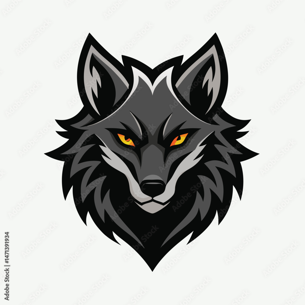 Aufkleber wolf logo vector illustration featuring a fierce expression with sharp details, ideal for branding a