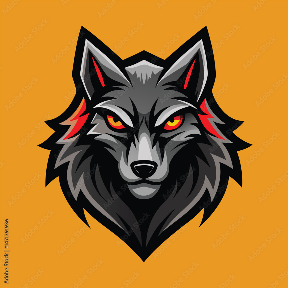 Aufkleber wolf logo vector illustration featuring a fierce expression with sharp details, ideal for branding a