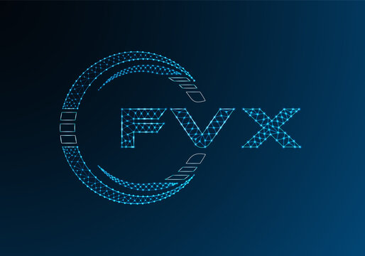 FVX low poly letter logo vector design. FVX lower poly logo design.