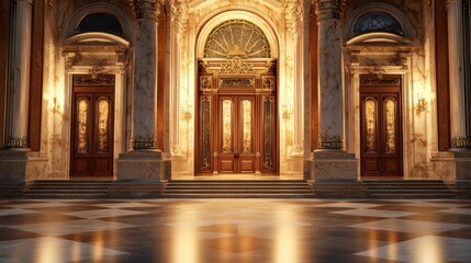 Obraz premium Grand Entrance of a Luxurious Palace at Night