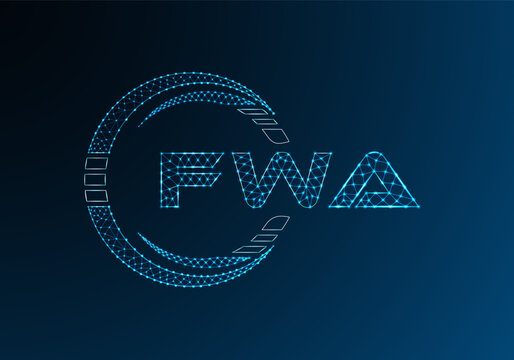 FWA low poly letter logo vector design. FWA lower poly logo design.
