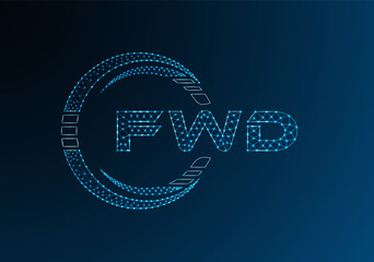FWD low poly letter logo vector design. FWD lower poly logo design.