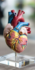 Naklejka premium Elegant 3D Printed Anatomical Heart on Modern Stand