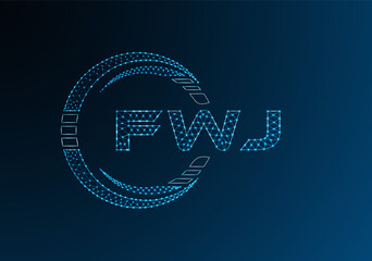 FWJ low poly letter logo vector design. FWJ lower poly logo design.
