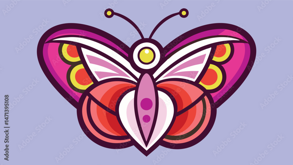Poster Colorful butterfly vector design with heart shape background featuring vibrant colors and artistic patterns highlighting creativity and elegance