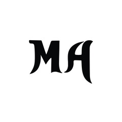 MA monogram logo design letter text name symbol monochrome logotype alphabet character simple logo