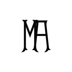 MA monogram logo design letter text name symbol monochrome logotype alphabet character simple logo