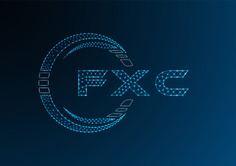 FXC low poly letter logo vector design. FXC lower poly logo design.