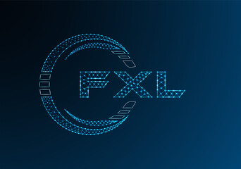 FXL low poly letter logo vector design. FXL lower poly logo design.