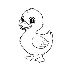 Cute Cartoon Duck Outline coloring page for kids.