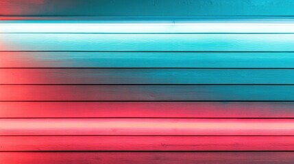 Fototapeta premium Abstract Background with Colorful Neon Lights in Blue and Red on Vertical Wooden Planks for Modern Design Projects