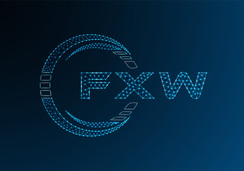 FXW low poly letter logo vector design. FXW lower poly logo design.