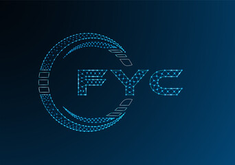 FYC low poly letter logo vector design. FYC lower poly logo design.