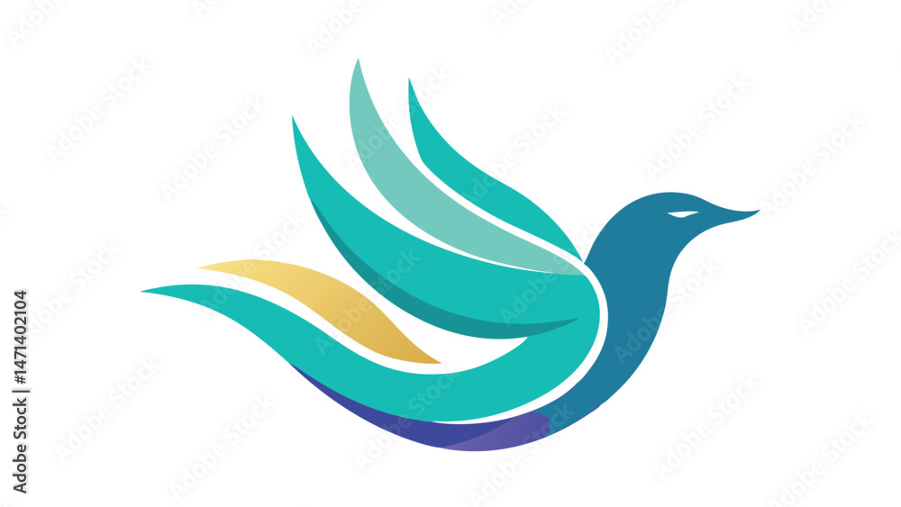 Leinwandbilder stylish vector illustration of a bird logo with flowing feathers, symbolizing freedom and creativity
