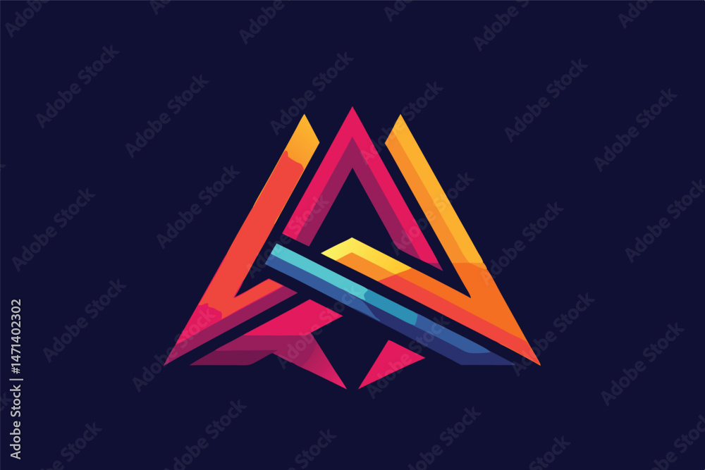 Aufkleber colorful geometric logo vector illustration featuring an abstract overlapping triangle design with v