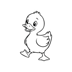 Cute Cartoon Duck Outline coloring page for kids.