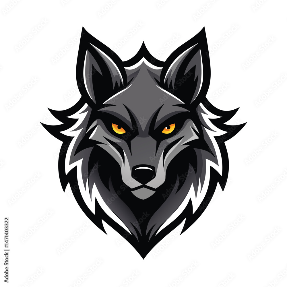 Aufkleber wolf logo vector illustration featuring a fierce expression with sharp details, ideal for branding a
