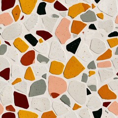 Terrazzo flooring marble stone wall texture abstract background. White terrazzo floor tile on cement surface