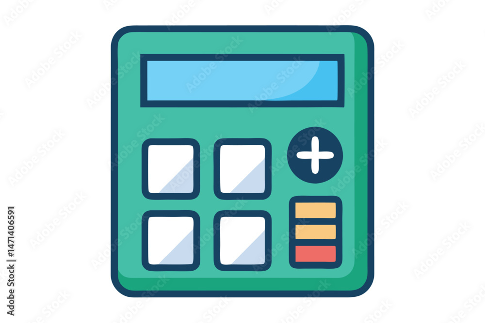 Fototapete colorful calculator vector illustration showcasing a modern design with large buttons suitable for d