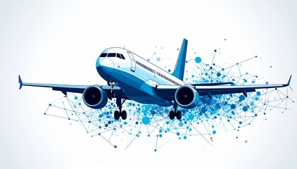 Landing airplane abstract concept vector illustration