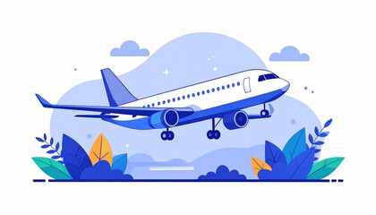 Fototapeta premium Landing airplane abstract concept vector illustration