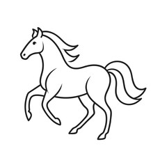 Obraz premium Elegant black and white line art illustration of a running horse isolated on white