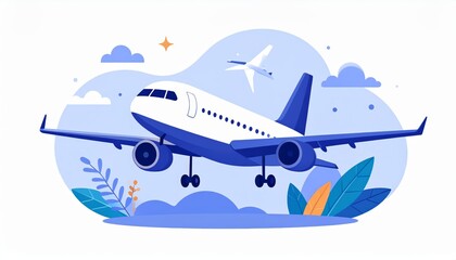 Landing airplane abstract concept vector illustration
