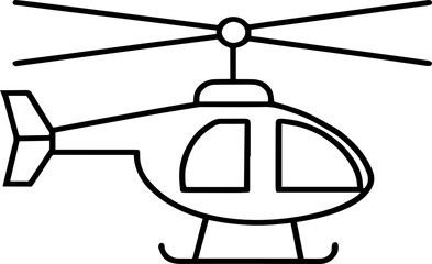 helicopter outline vector illustration, line art
