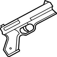 Gun outline vector illustration, line art