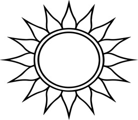 Sun outline vector illustration, line art