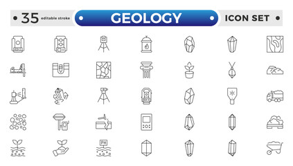 Geology minimal outline web icon set. Editable stroke outline icon.
