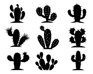 Black Cactus Silhouette Vector bundle Set for  Icon, Stickers, Cards, and Prints