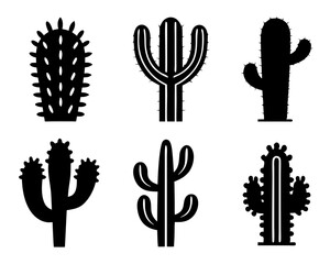 Black Cactus Silhouette Vector bundle Set for  Icon, Stickers, Cards, and Prints