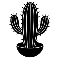 Black Cactus Silhouette Vector illustration on a transparent background
