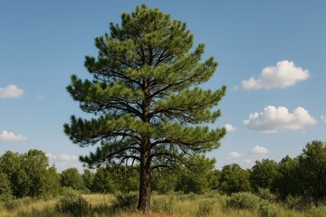 Obraz premium Solitary pine tree in meadow
