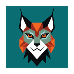 Abstract geometric lynx head illustration against teal background for modern design projects