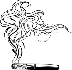 Black and White Smoking Cigarette Illustration | Tobacco Smoke Clipart | Health Hazard Vector | Anti-Smoking Graphic | Adobe Stock
