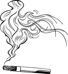 Naklejka premium Black and White Smoking Cigarette Illustration | Tobacco Smoke Clipart | Health Hazard Vector | Anti-Smoking Graphic | Adobe Stock