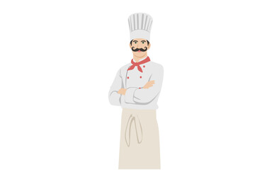 flat illustration of chef standing on white background