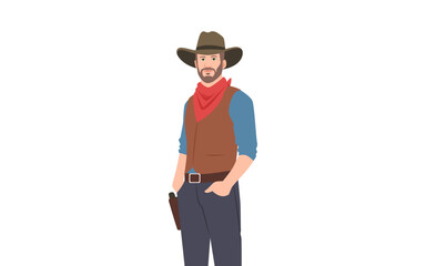 flat illustration of cowboy