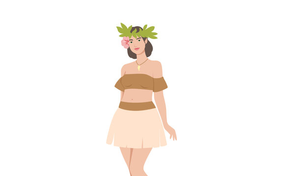 flat illustration of artist Hawaii woman