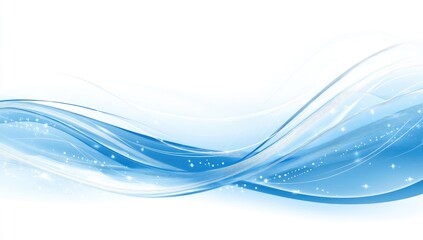 Elegant flowing blue waves with sparkling accents on white